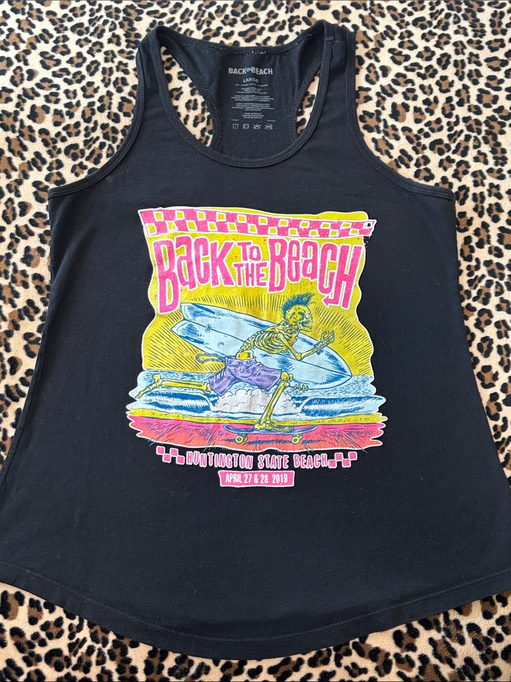 2019 BACK TO THE BEACH 🏝️ Graphic Tank Top Large SoCal Skull Surf Skate Punk